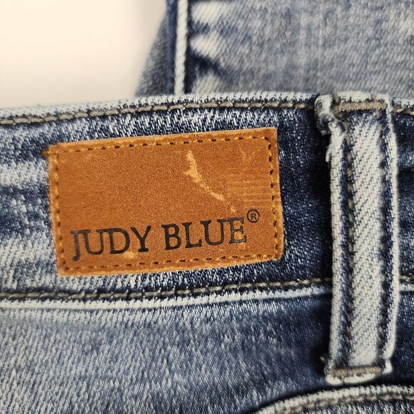 Judy Blue Jeans Womens 7/28 Blue Distressed Boyfriend Fit Button Fly JB2169LT - Picture 12 of 13